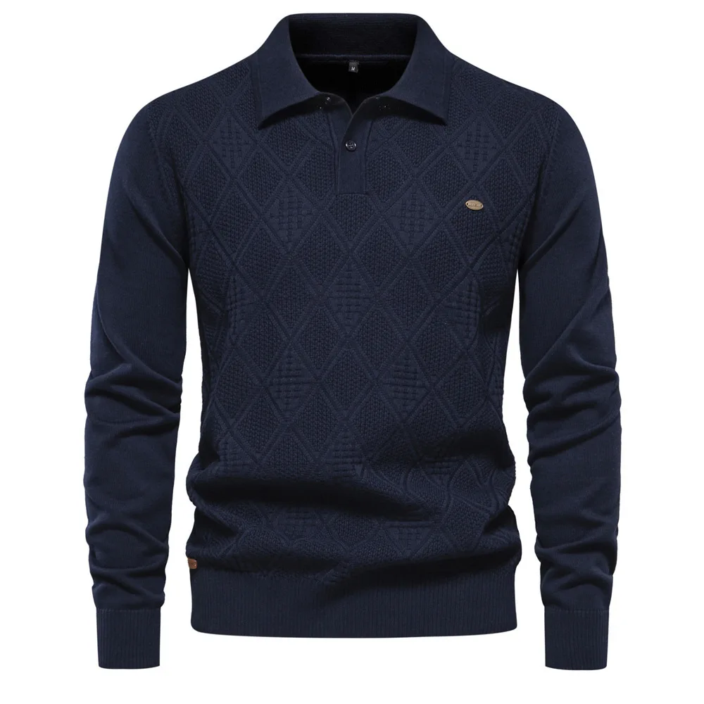 2023 Autumn/Winter New Top Long Sleeve Sweater Slim Fit Polo High Quality Men's European Size Knit