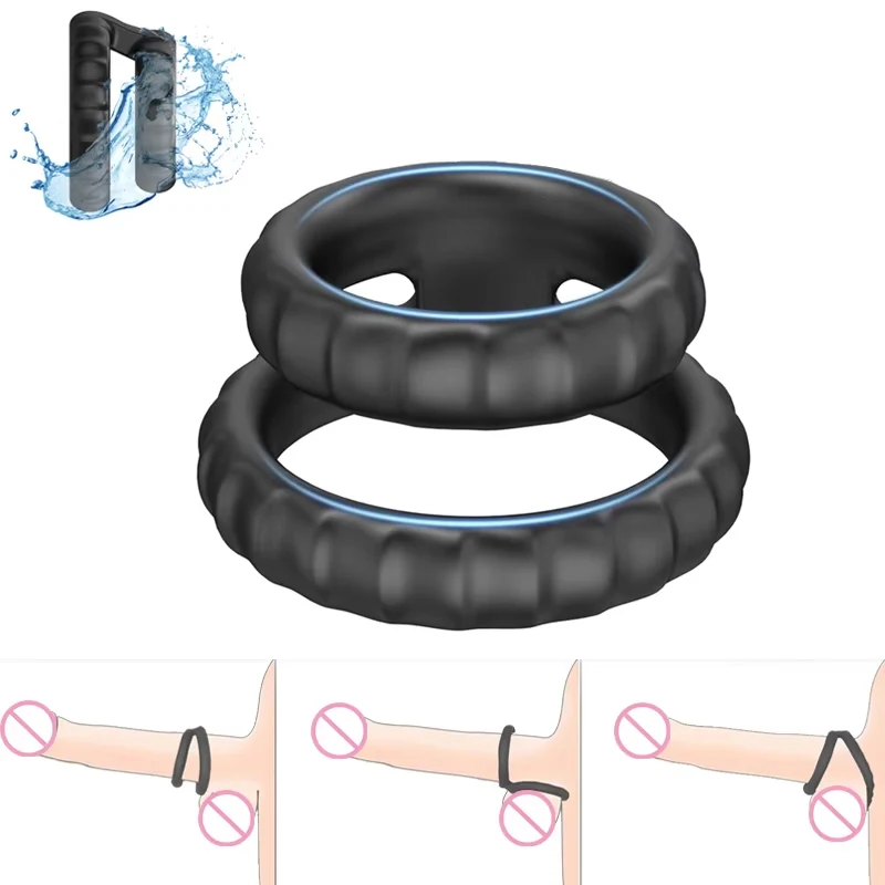 Semen Lock Ring Penis Enlargement Cock Ring Black Liquid Silicone Lock Ring Mens Delayed Ejaculation Sex Toy For Men Adult Toy view 3