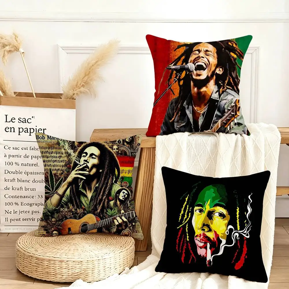 

B-Bob Marley Various Sizes Square Pillow Case For Car Home Bedchamber Decor