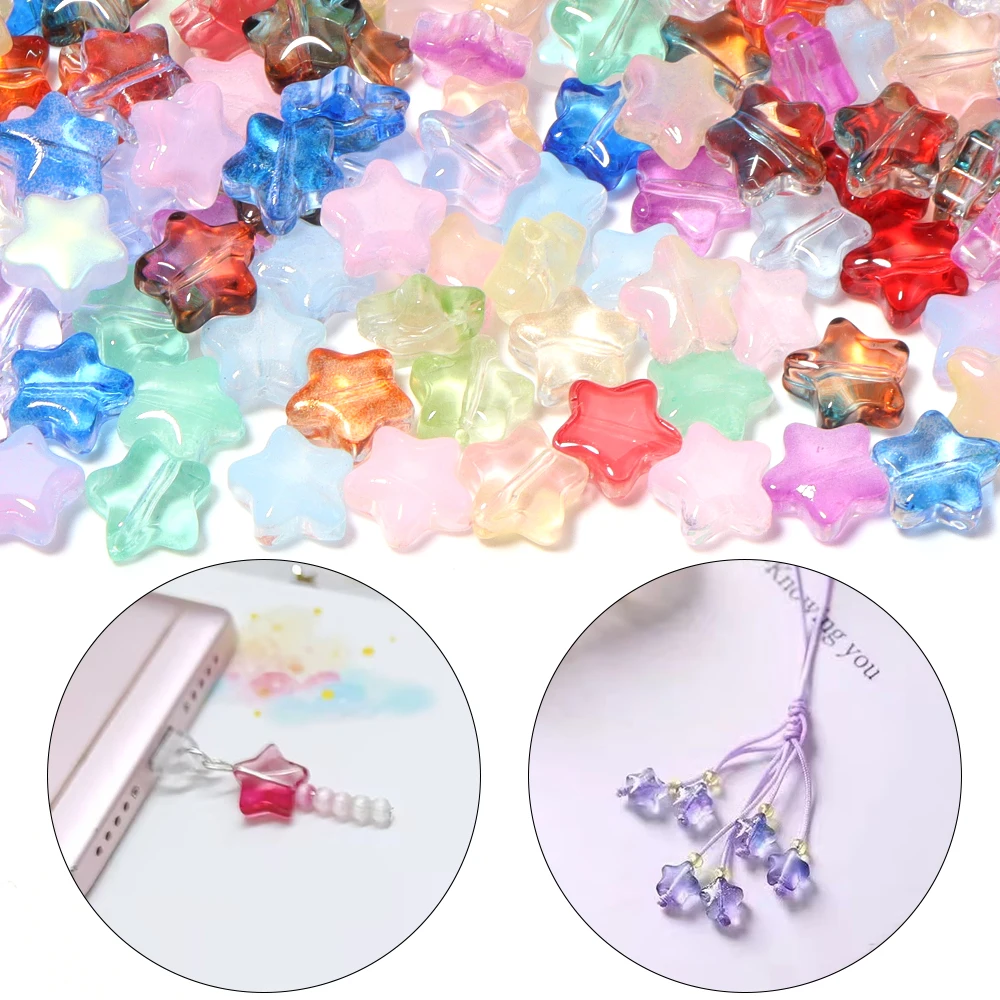 50pcs/lot 8mm AB Color Star Czech Glass Beads Lampork Bead Loose Spacer Beads For Jewelry Making DIY Necklace Bracelet