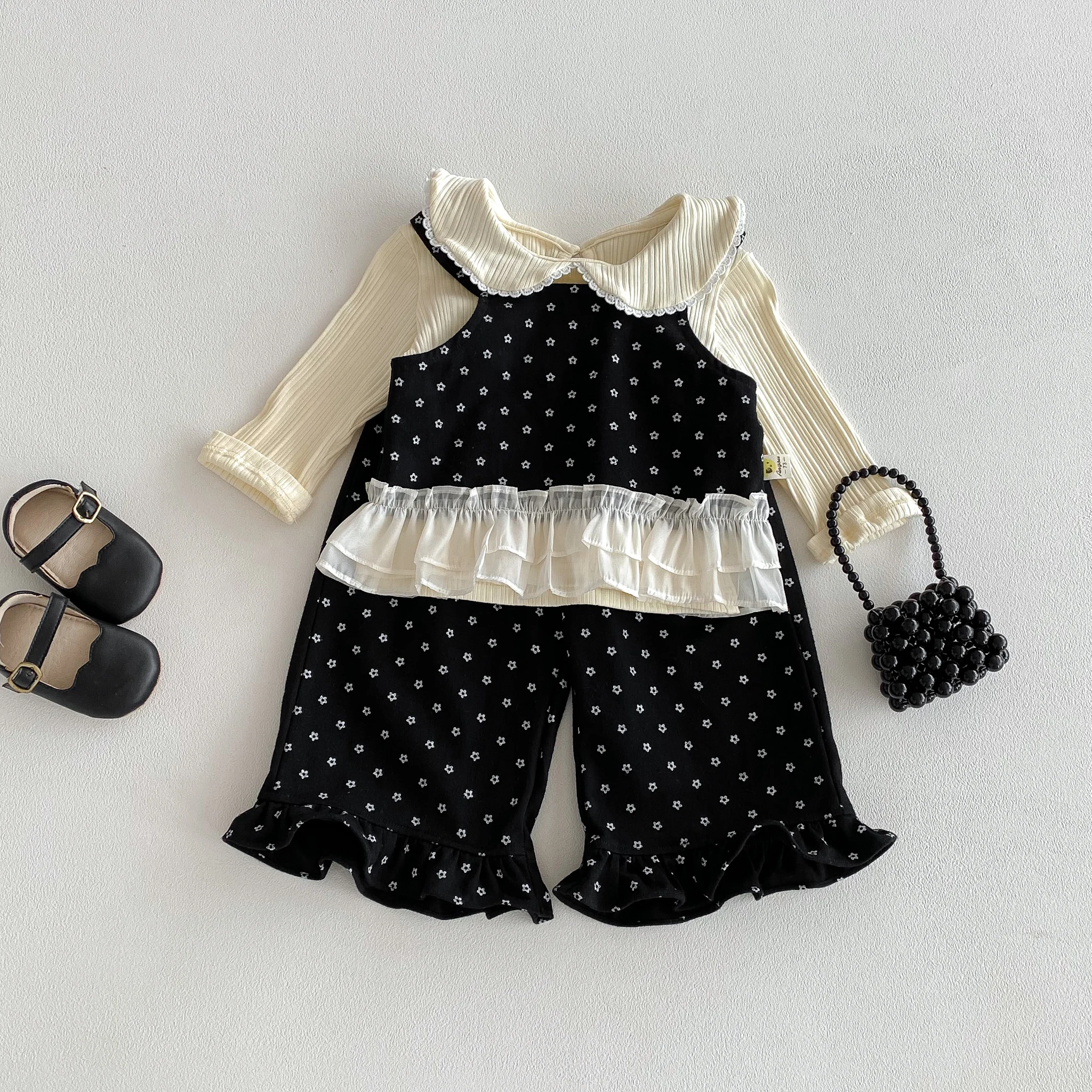 2026 New Model Korean-Style Baby Girl Spring-Autumn Set - Chic Lace Blouse and Long Pants Two-Piece Set
