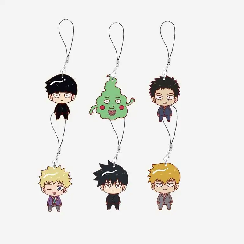 Anime  Mob Psycho 100  Mobile Phone Charms Acrylic Mob Psycho 100 Small Pendant Phone Chain Keychain Fans Gifts