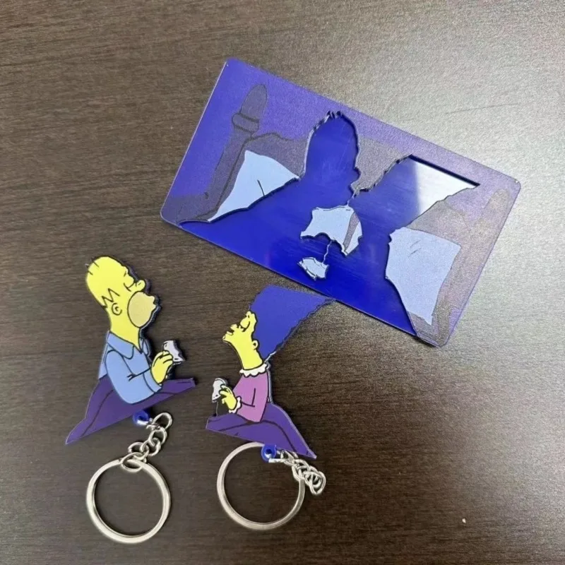 Simpsons Bart Wall-mounted Key Holder Cute Couple Key Anime Pendant Lover Key Chain Home Decor Refrigerator Stickers for Girl