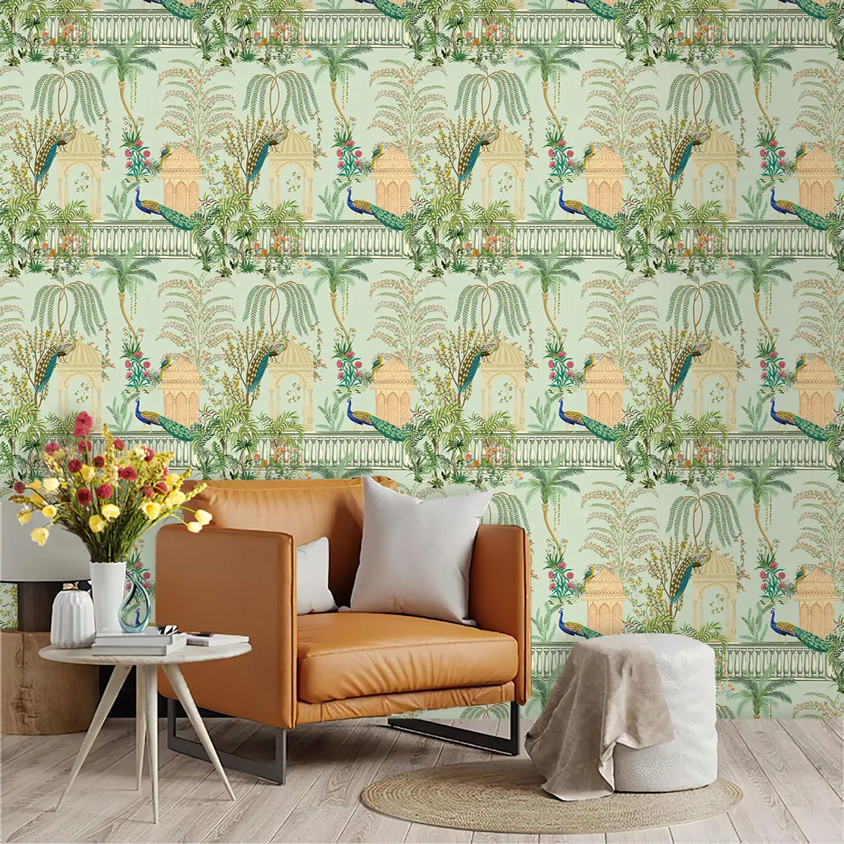 Stick Wallpaper Tropical Plant Peacock Palm Tree Removable Self Adhesive Wallpaper Boho Contact Paper for Wall Decor