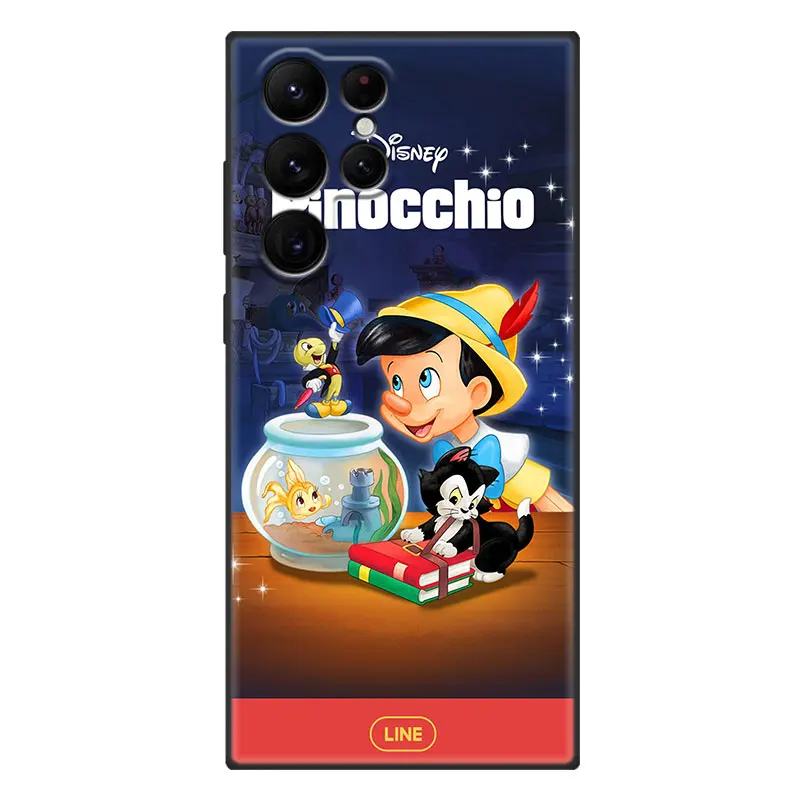 Disney Pinocchio Phone Case For Samsung Galaxy S23 S22 S21 Ultra S20 FE 5G S10E S10 Lite S9 S8 Plus S7 Edge Black Cover