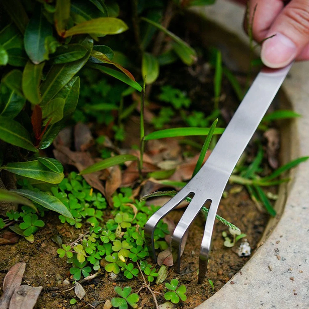 

4pcs Mini Garden Rakes Stainless Steel Soil Cultivator H Tools for Bonsai Loosening Pressing Small Yard Leaf Lawn Vegetable