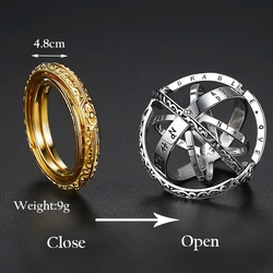 Fashion Openable Astronomical Ball Ring Rotate Sphere Cosmic Planet Choker Rings Couple Ring For Men Women Jewelry Creative Gift