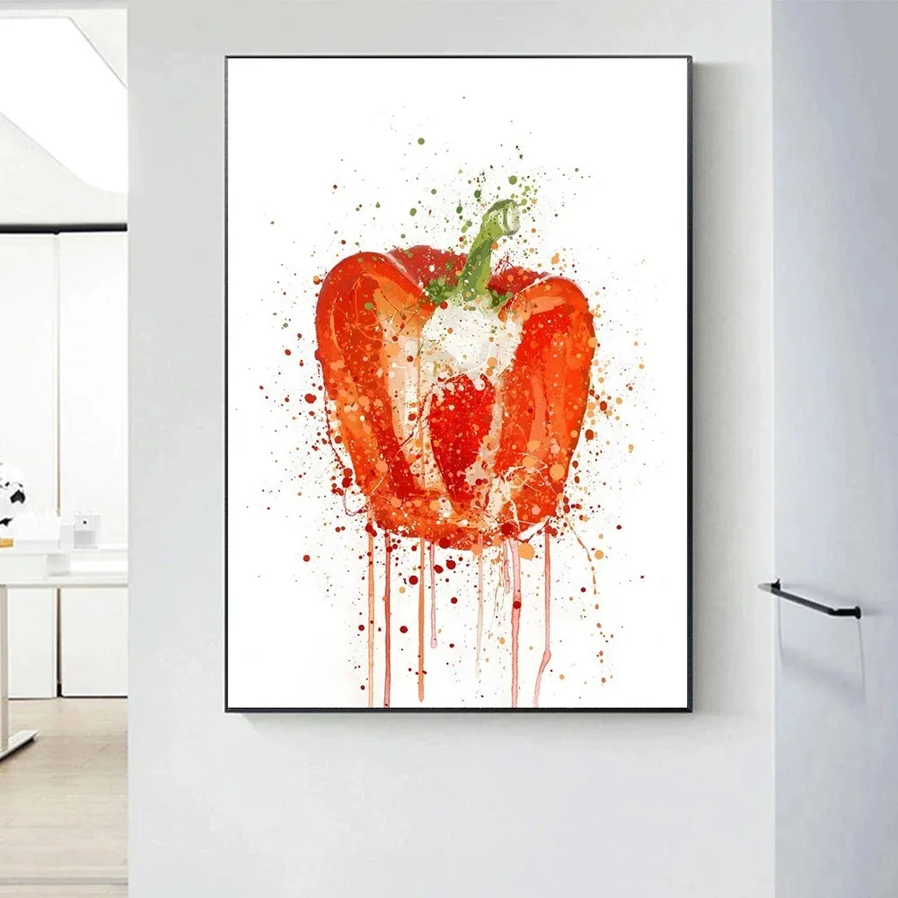 Multicolor Abstract Ink Spray Fruit Vegetable Poster Print Avocado Mango Carrot Wall Art Canvas Painting Home Dining Room Decor