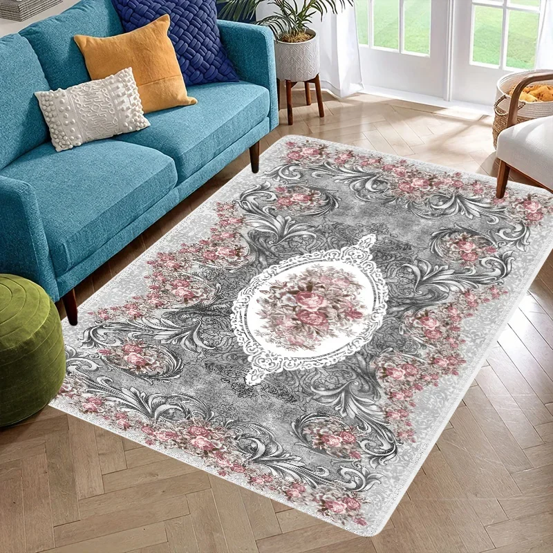 1pc Pink Persia Pattern Printed Kitchen Floor Mat, Indoor And Outdoor Door Mat, Machine Washable, Non-Slip And Durable Home En
