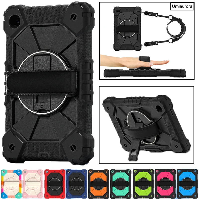

For Samsung Tab A11 8.7 SM-X130 A7 A8 A9+ Plus SM-X210 X230 S6 Lite 10.4 inch Shockproof PC Stand Strap Tablet Case Rugged Funda