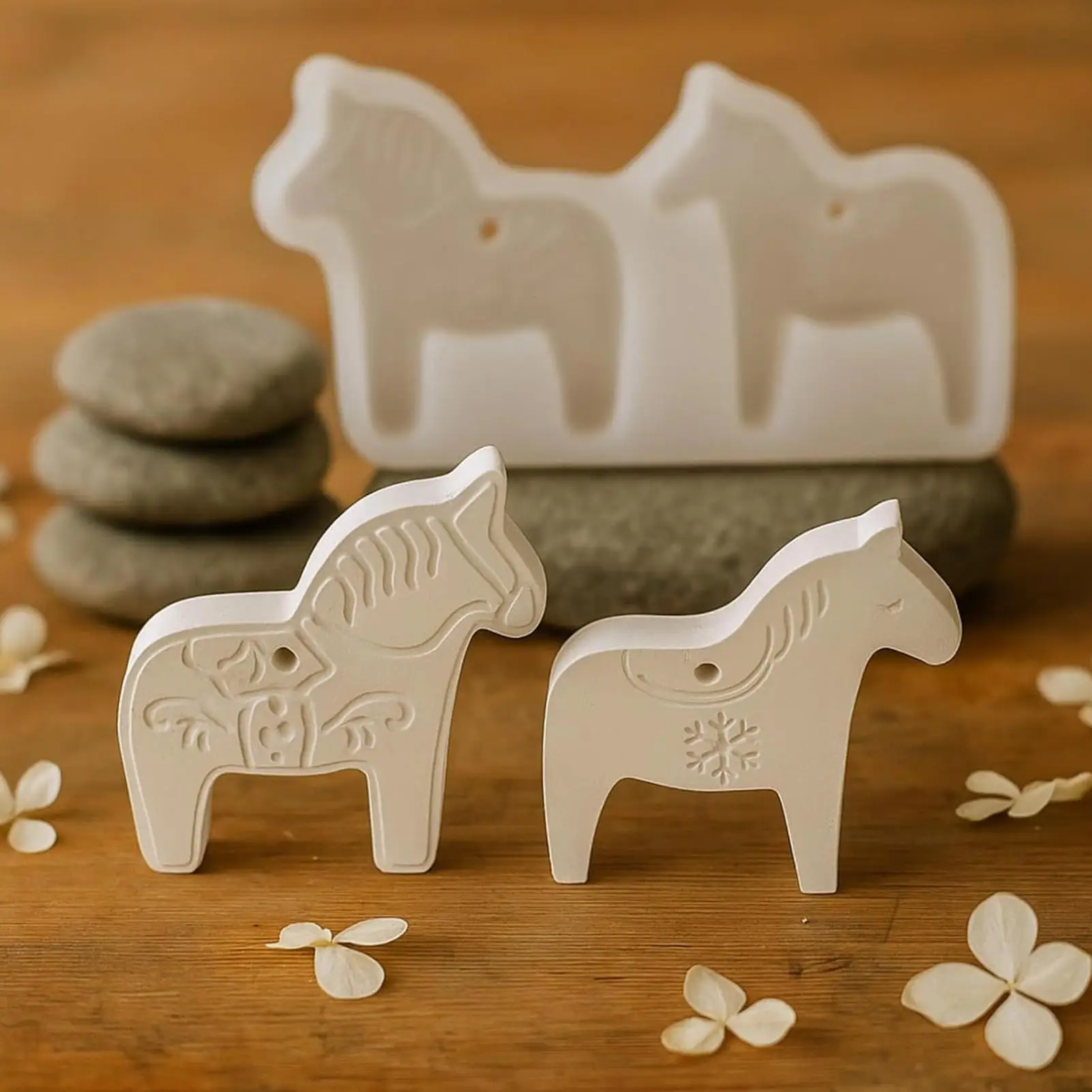 Molde de silicona para caballos, moldes para velas de caballo, moldes artesanales de pasta de yeso de polímero de fácil liberación de silicona para colgante, cemento y yeso