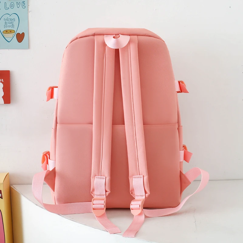 Large-capacity Color-blocked Nylon School Bag Zipper Backpack 5 Function Packages 2024 Hot Sale Bags for Girls and Boys