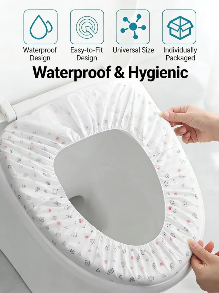 

10 шт. одноразовых чехлов для унитаза, водонепроницаемые, портативные, для путешествий, для отелей, кемпинга, общественных туалетов, гигиенические накладки на сиденье