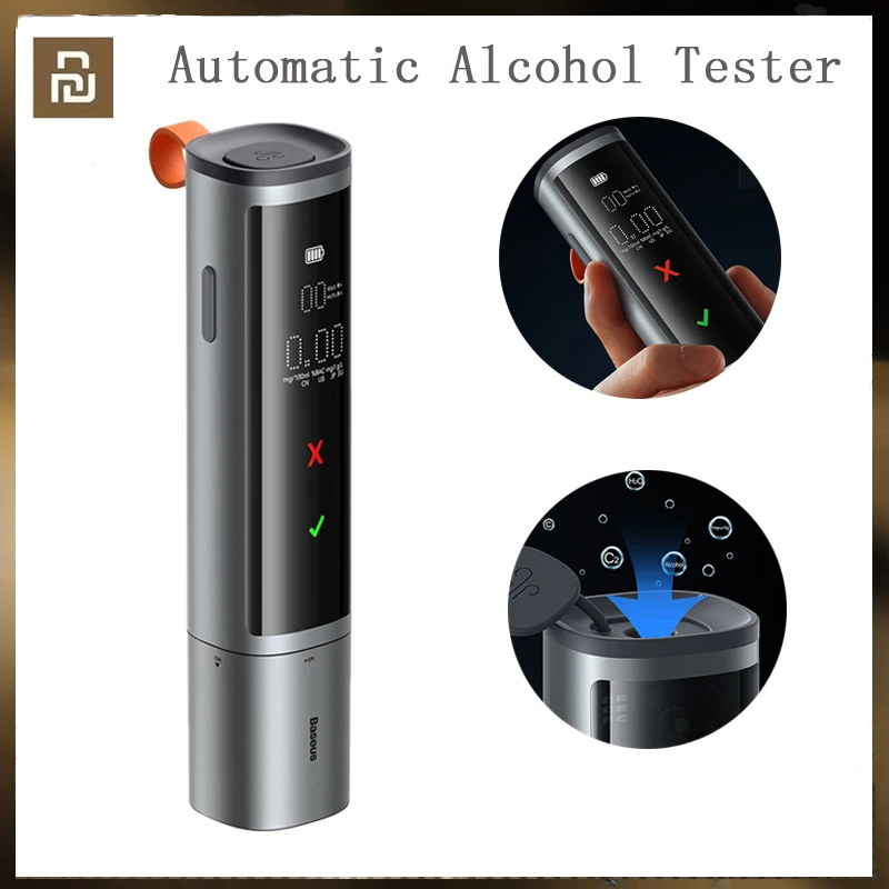 

Youpin Automatic Alcohol Tester Professional Breath Tester LED Display Portable USB Rechargeable Breathalyzer Alcohol Test Tools