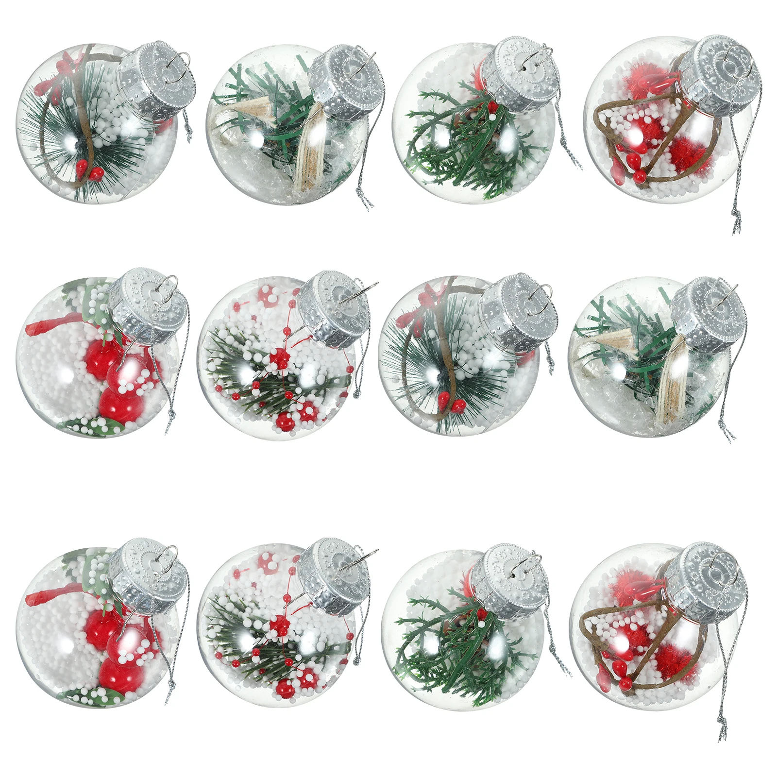 

12Pcs Xmas Tree Pendant Transparent Christmas Tree Hanging Decors Small Compact Holiday Ornament for Christmas Party Hotel Mall