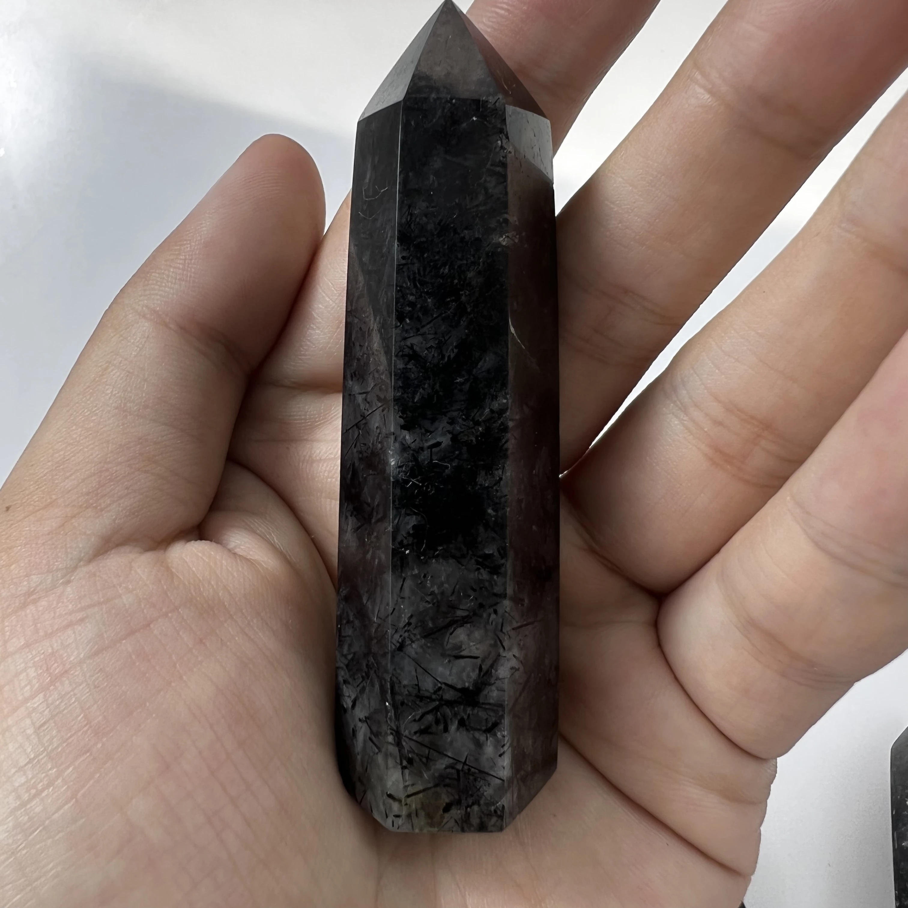 Natural Black Tourmaline Quartz Crystal Point Tower Healing Stone Energy Ore Mineral Obelisk Home Decor Ornaments