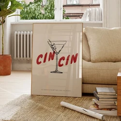 Trendy Cin Cin Cheers Cocktail Martini Trendy Wall Art Prints Canvas Painting Poster Pictures For Kitchen Room Home Decor