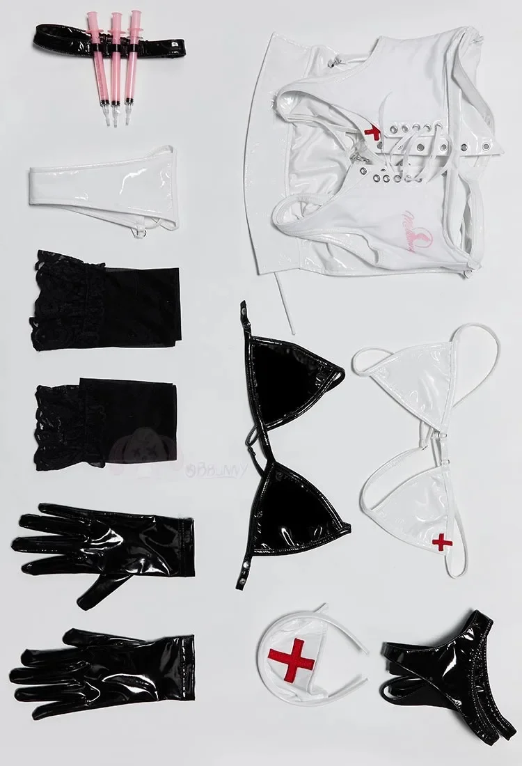 Disfraz de enfermera de Anime para mujer, traje Sexy de cuero de manga corta, lencería de enfermera, ropa de fiesta de Carnaval y Halloween