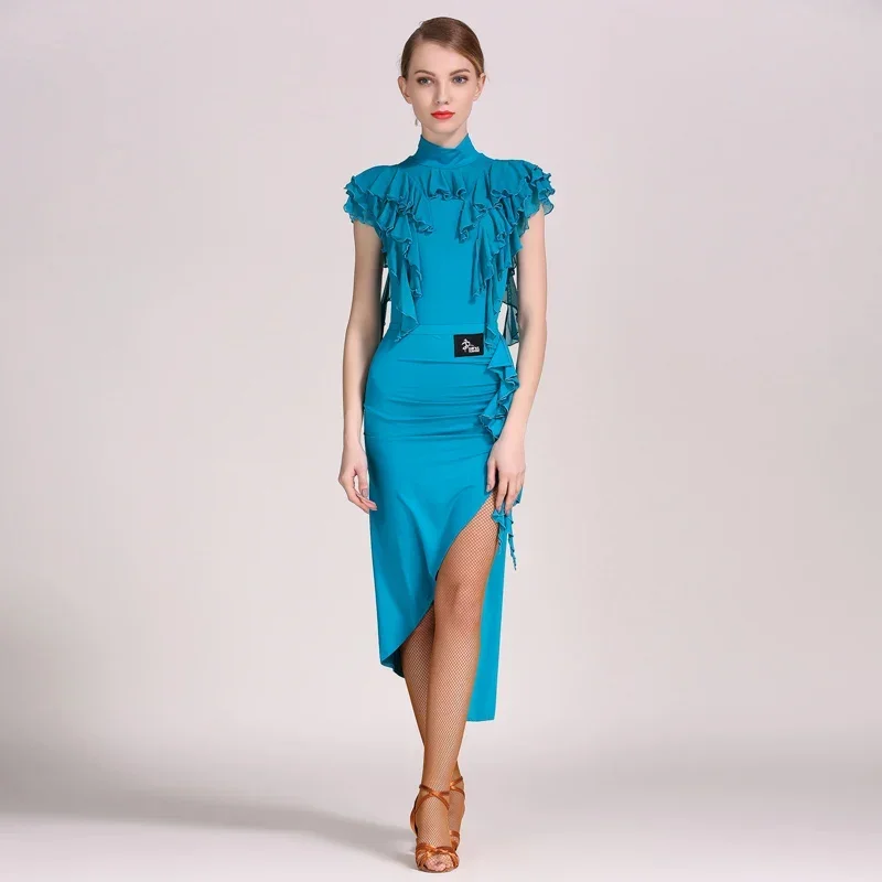 Women Short Sleeves Latin Dance Set Leotard And Skirt Salsa Dance Costumes Tango Dance Wear Latin  Dresses For Sale Dress