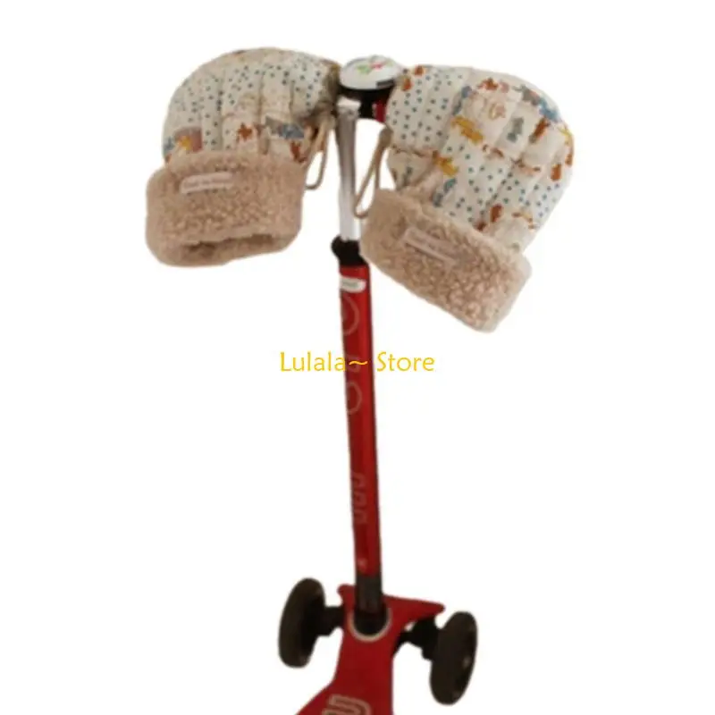 Y4QA Cartoon Kids Scooter Gloves Children's Balanced Vehicle Plush Mittens Daily Warm Hand Gloves Essential Winter Accessory