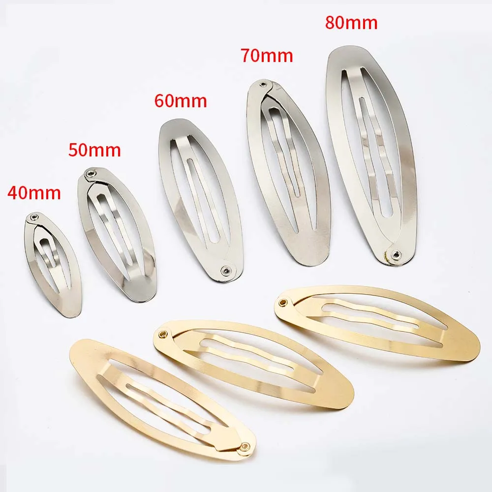 20Pcs 4/5/6/7/8cm Oval Waterdrop Square Shape Hairclip Blank Base Snap Alligator Hairpin for DIY Jewelry Making Hair Accessories