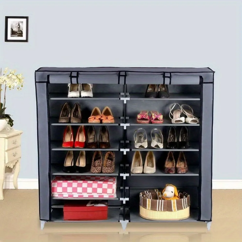 

44 Portable 6 Tier Shoe Rack Closet Storage Organizer Cabinet with Zip Blown Bathroom Organizer Shoe Organizer Storage