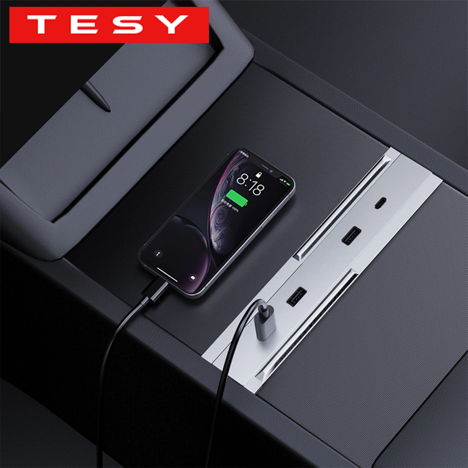 

TESY For Tesla New Model YL Y Launch Juniper Model 3 Highland 65W Expansion Dock Central Control Fast Charging Type-C USB HUB