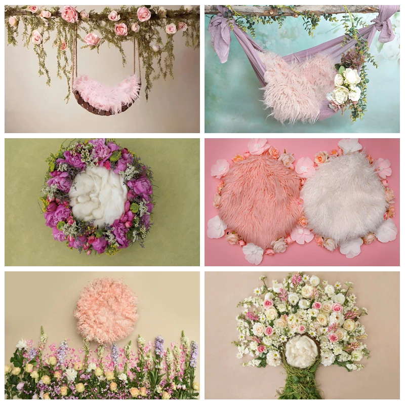 

Newborn Artistic Portrait Photography Background Birthday Decor Custom Swing Pink Floral Sweet Baby Children Photo Studio Props
