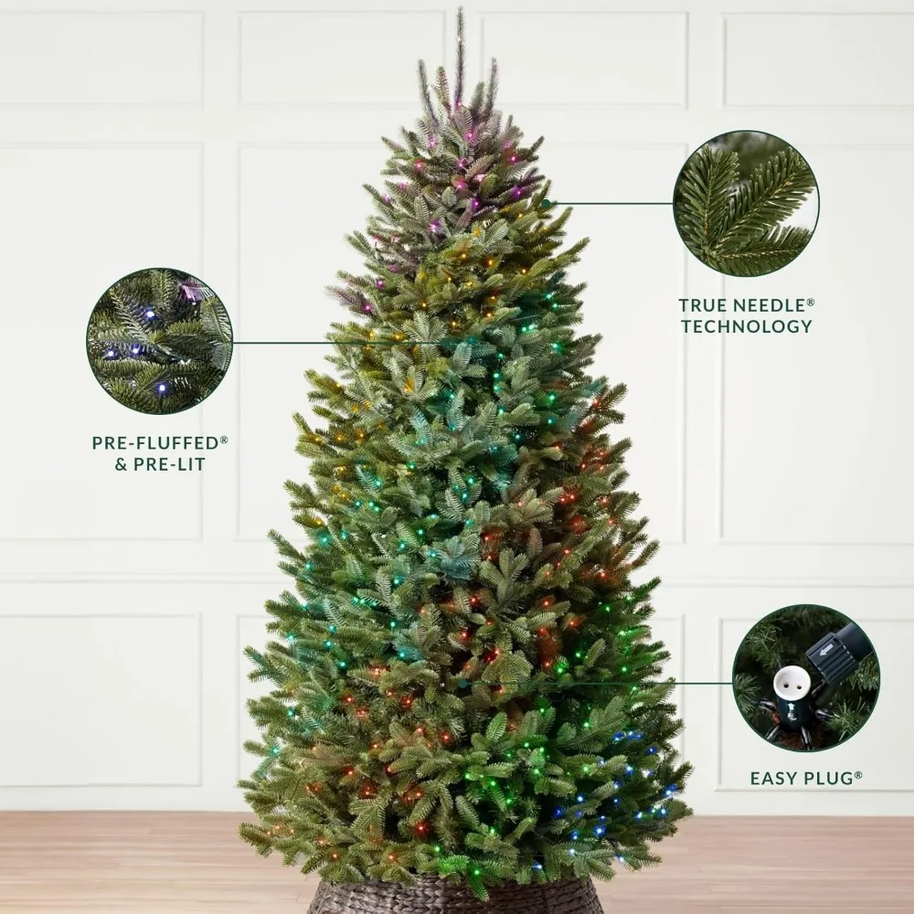 Christmas Trees 9-foot Pre Installed Fir Artificial Christmas Tree with Flashing Lights Show Festive & Party Supplies