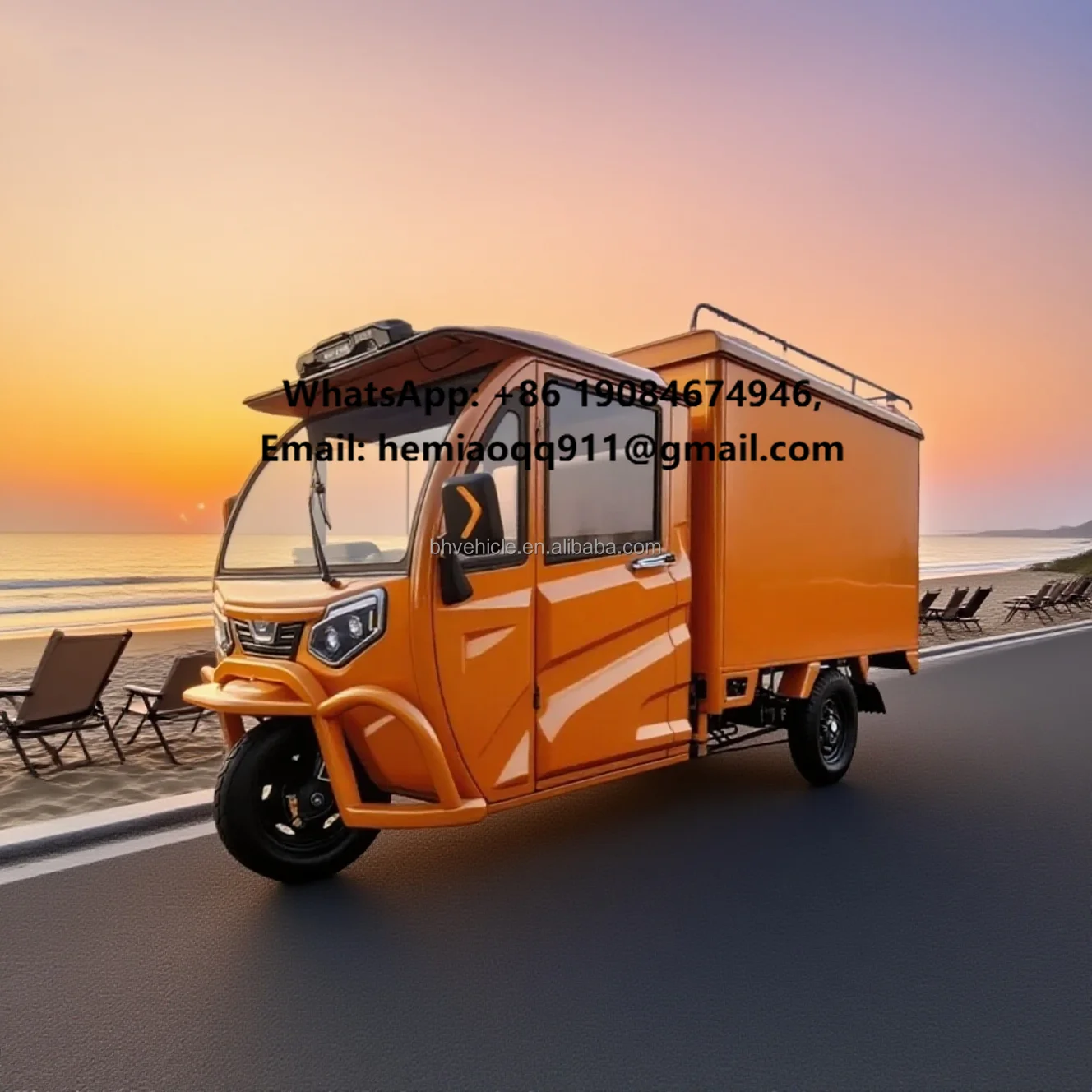 

BHBFB160 Electric Tricycles with Enclosed Mobility Scooter 100km Long Range Big Wheels Electric Trike 2500w with Airconditioner