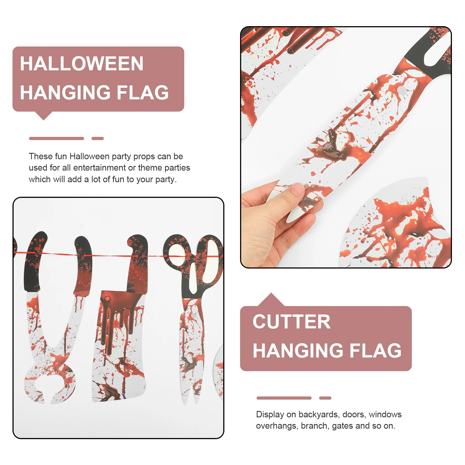 

4 Sets Skull Pull Flags Bloody Halloween Banner Creepy Ornament Tool Banners Hanging Decor Pendant Party Supplies Festival