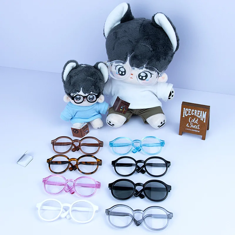 For 10CM 15cm 20cm Dolls Glasses 4.5cm 6.5cm 9cm Length Clear Lens Round Frame Eyewear Eye Glasses Doll Clothes Accessories