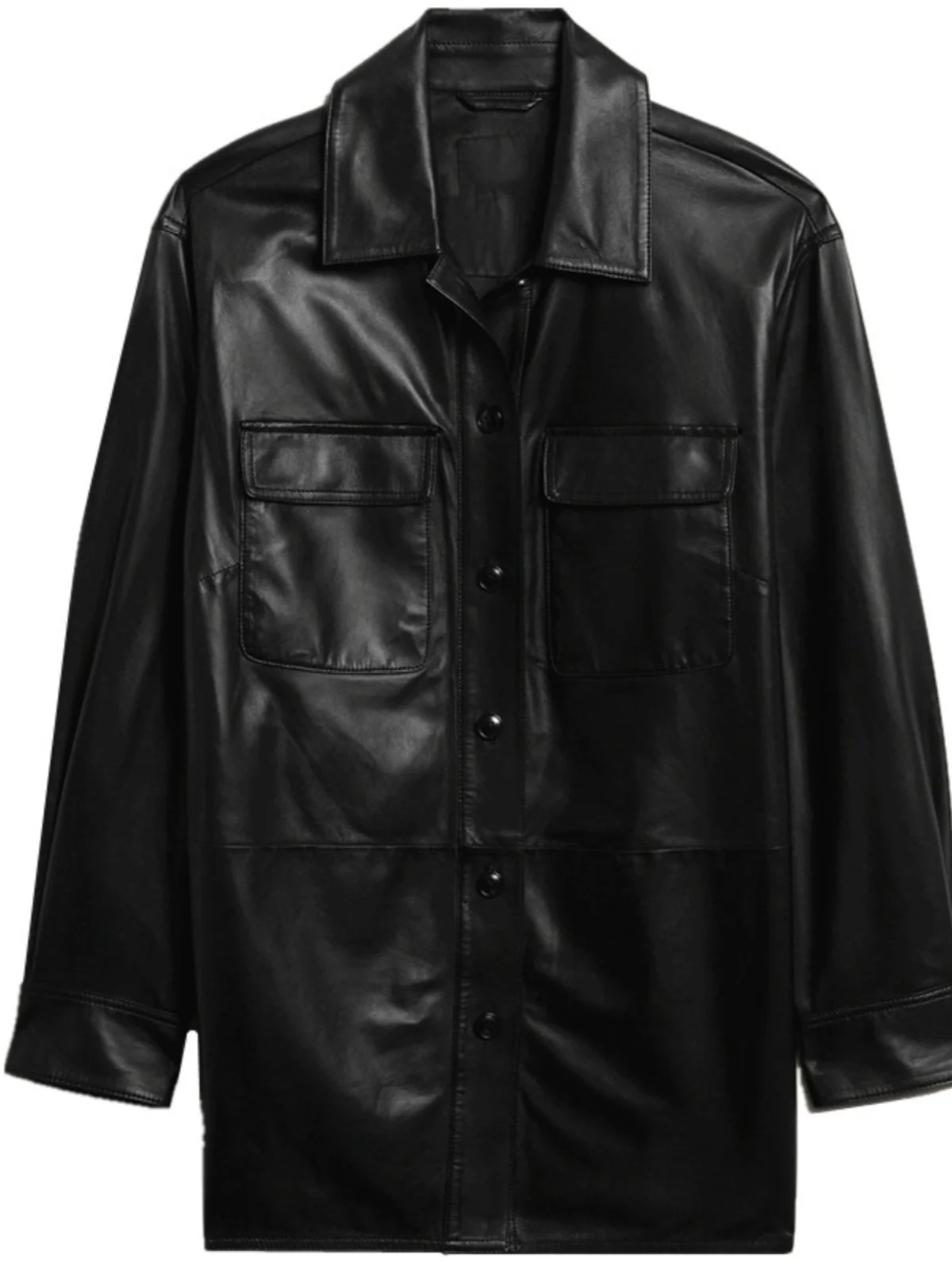 Nuova giacca in pelle da donna con silhouette stile fidanzato oversize in pelle di pecora importata italiana