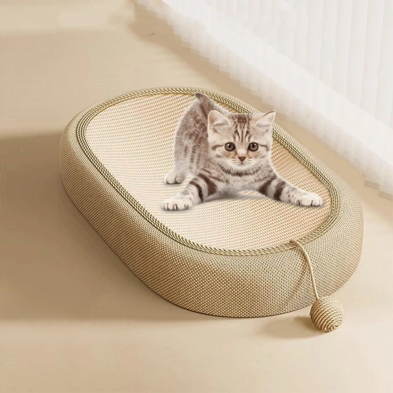 Cat Scratcher Bed with Interactive Toy Ball Sisal Scratching Toy Pet Furniture for Kitten Pet Birthday Small Medium Large Cat