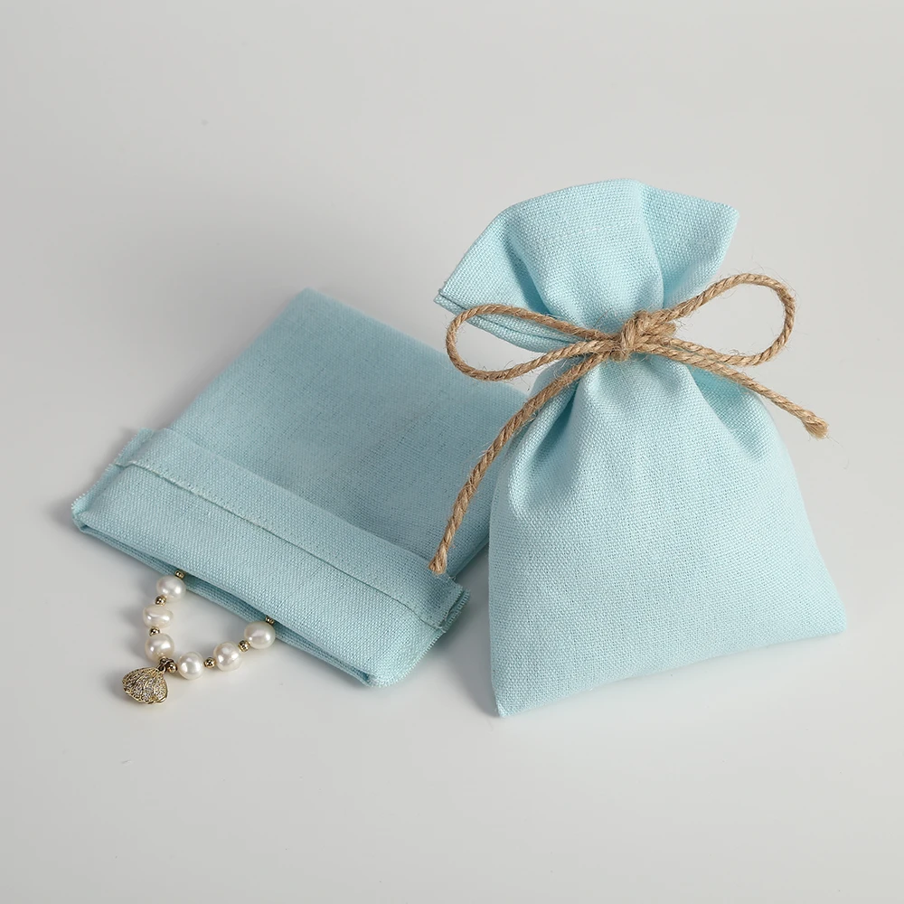 50 Stück Schmuck-Geschenkverpackungsbeutel aus Baumwolle, Jute-Musselin-Beutel, Hochzeitsgeschenk-Süßigkeitenbeutel, Brautparty-Kosmetik-Organizer-Beutel – Detail 2