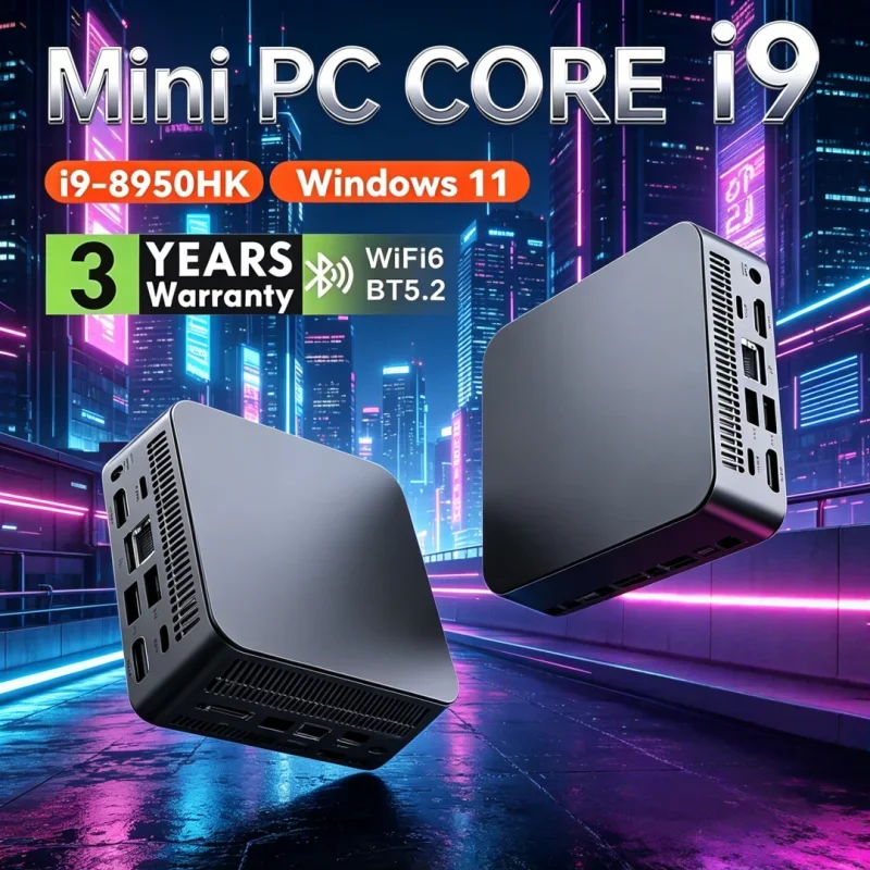 MINI PC polido exclusivo Windows 11 Pro Core I9 8950HK 32GB RAM 1TB 2TB SSD WIFI 6 BT5.2 4K HD Chic Home Gaming