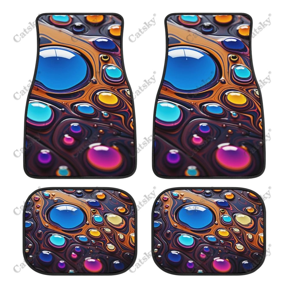 Colorful Water Drops Car Auto Floor Mats Carpet, 4PCS Customized Cars Mat All Weather Automotive Vehicle Pad Stylish