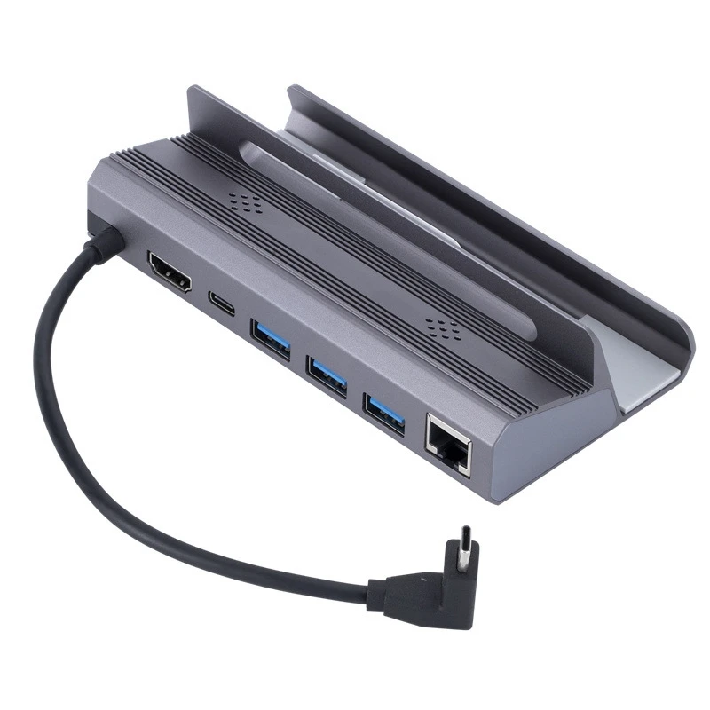 

1 PCS 6 In 1 USB C Hub USB C Docking Station To -Compatible 4K60hz RJ45 PD100W Dock USB 3.0 HUB Aluminum Alloy Extended Dock