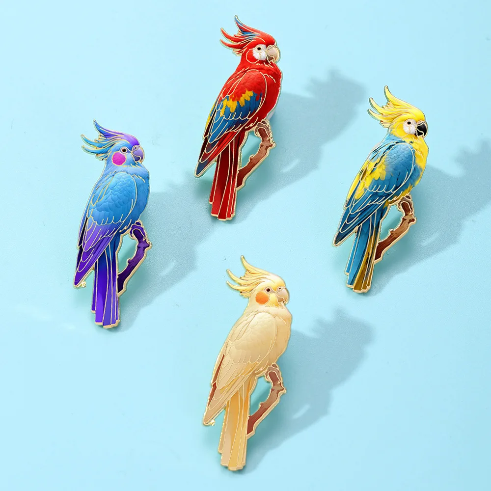New Bird Brooch Parrot Pin Unisex Metal DIY Badge for Clothes Bags Shoes Scarf Car Tshirt Jeans Adjustment Gift Giving