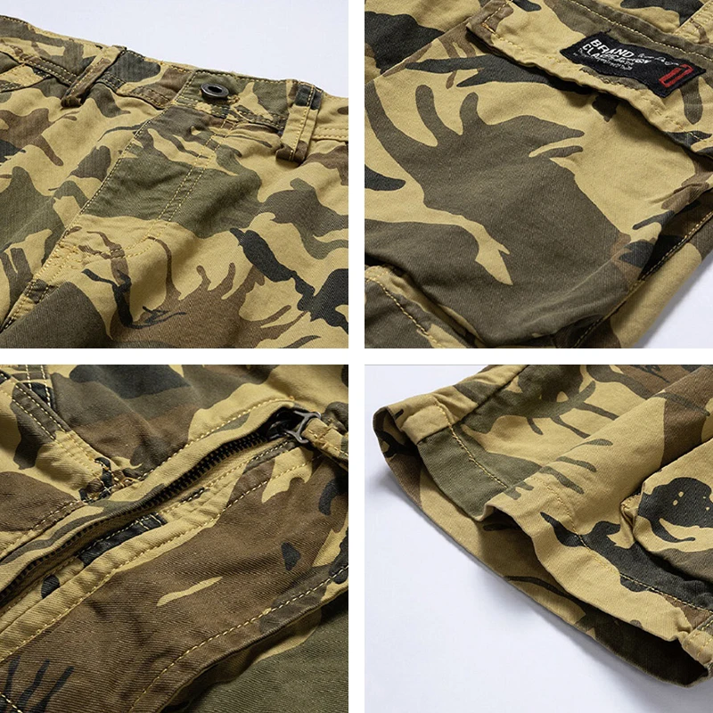 Pantalones cortos de camuflaje para hombre, Shorts de algodón con múltiples bolsillos, informales, para correr, Verano