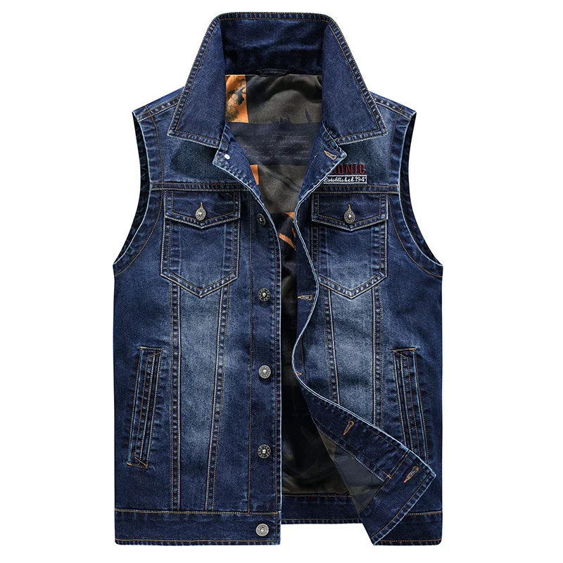 

Grand Spring Autumn New Product Launch Men's Denim Polo Collar Multi Pocket Tank Top Men's Casual Coat Gilet Vest