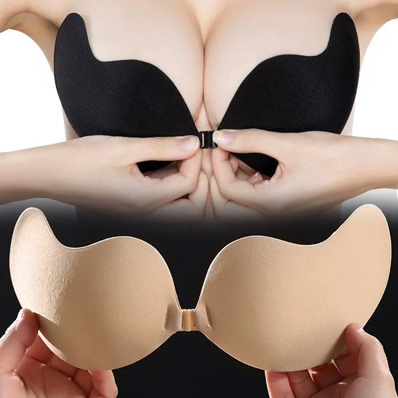 

Women Skin Black Color Invisible Reusable Silicone Bust Nipple Cover Lady Stickers Breast Self Adhesive Lift Tape Strapless Bra