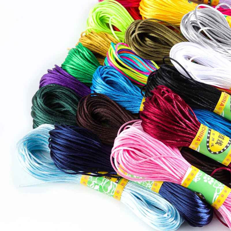 20m/lot 1.5/2mm Colorful Nylon Cord Threads Chinese Knot Macrame Cord Bracelet Braided String DIY Jewelry Tassels Beading Thread