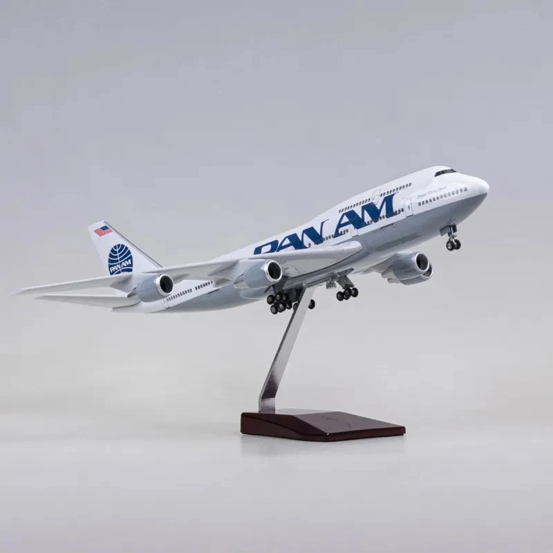 47cm 1/150 Scale Airplane B747 Aircraft PAN AM Airways Model W Light and Wheel Diecast Resin Plane Collection Display Gifts