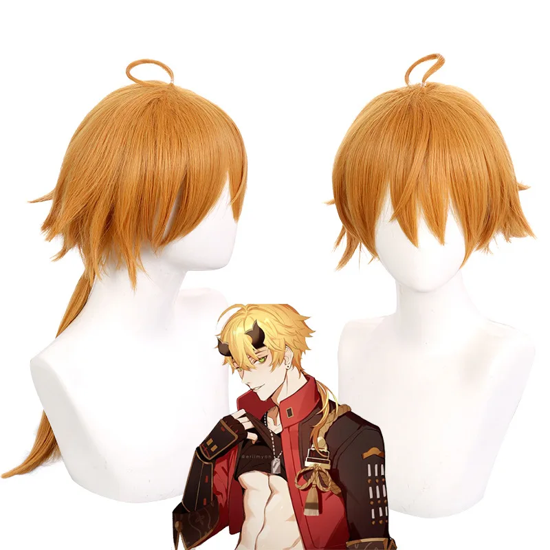 

Genshin Impact Cosplay Wig Tohma Inazuma City Upturned Small Braid Hairstyle Game Anime Cosplay False Hair