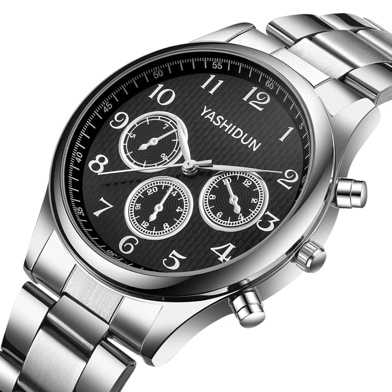 ساعة يد رجال الأعمال من YASHIDUN من أفضل العلامات التجارية ساعة يد رجالية مقاومة للماء للتاريخ الأصلي كوارتز ساعة رجالية من الفولاذ المقاوم للصدأ