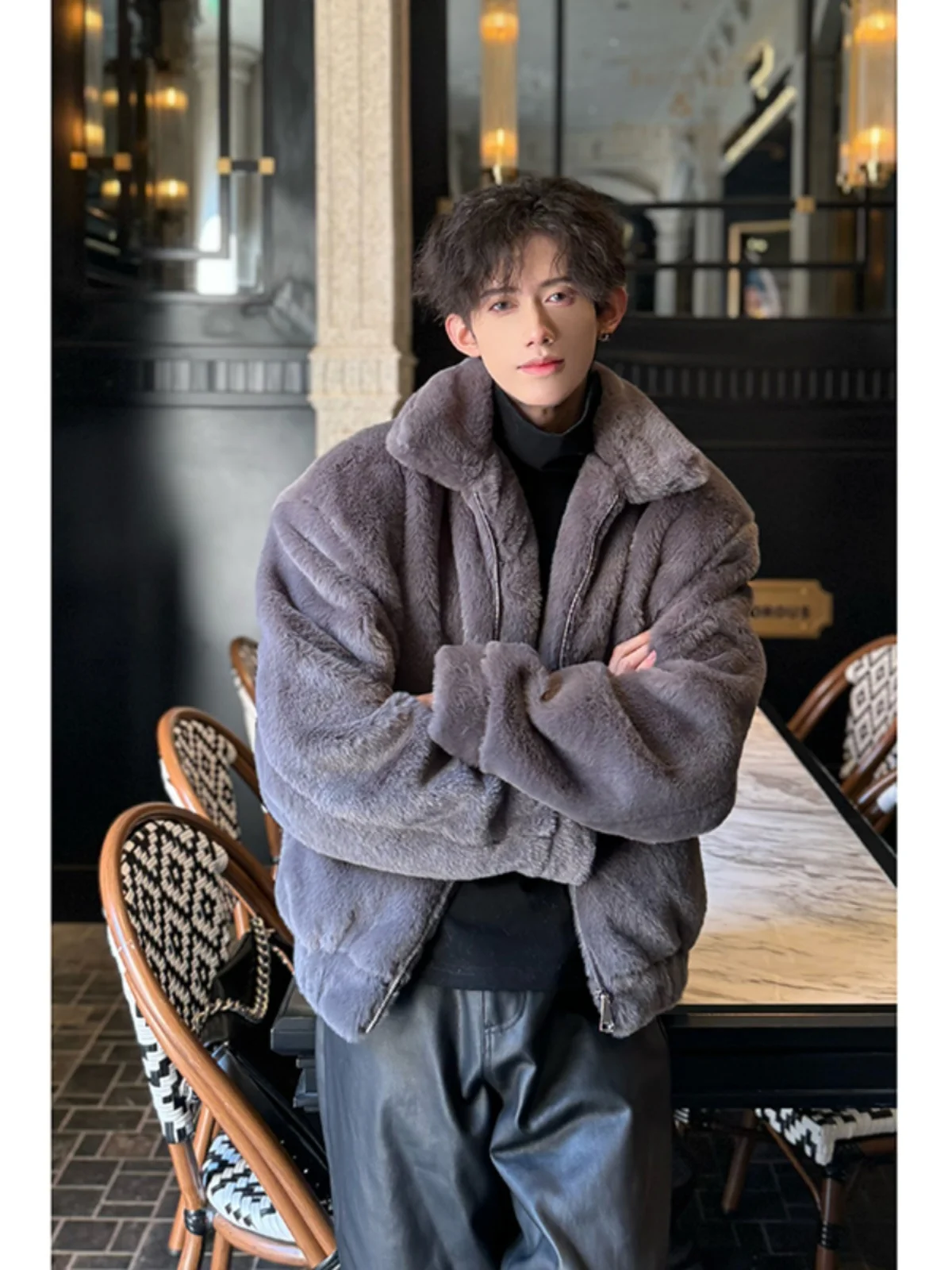 

Мягкая куртка из овечьего бархата и хлопка для мужчин, корейский стиль, осень-зима, Cleanfit, пушистая, теплая, модная верхняя одежда для мальчиков