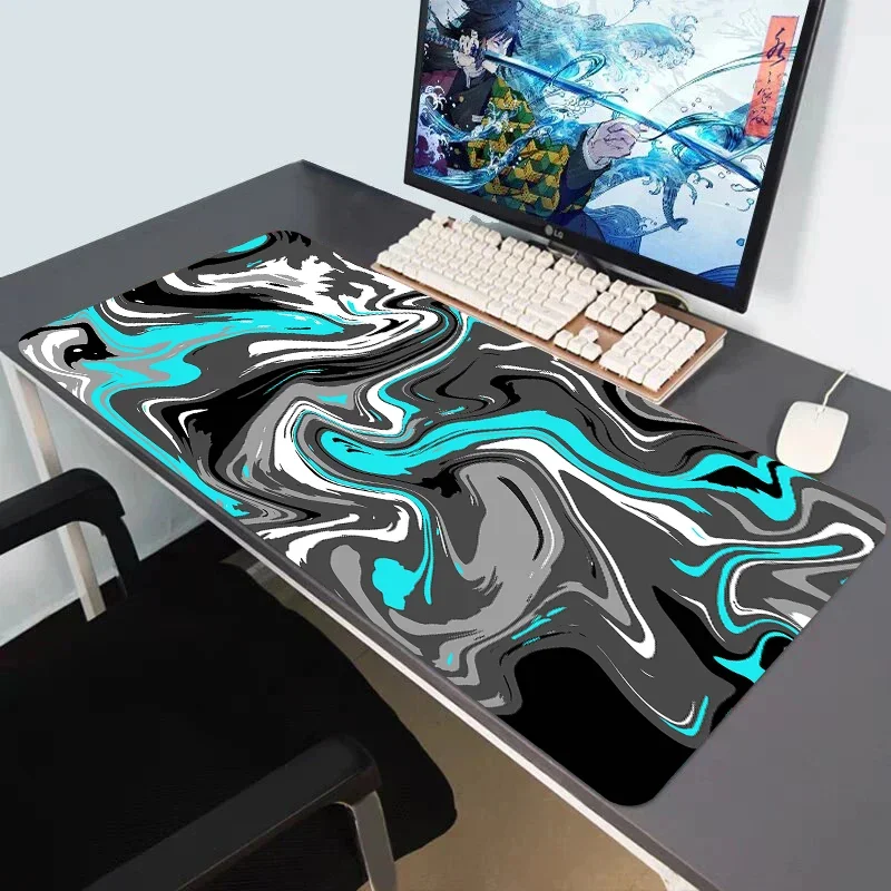 Gaming Mousepad XXL Large Keyboard The Table Speed Desk Mat Anime 900x400 700X300 Blue Mouse Mat Liquid Strata Art Mouse Pad