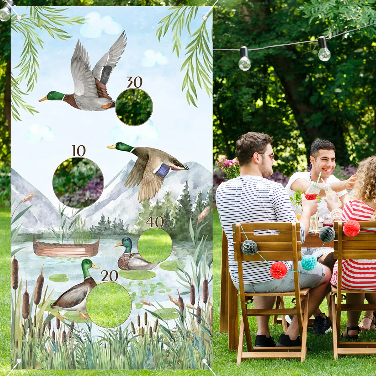 ألعاب الرمي لموضوع صيد البط، لعبة رمي حقيبة الفول للأولاد والبنات، لافتة خلفية لألعاب الرمي ذات موضوع مالارد للاستخدام الداخلي والخارجي #2