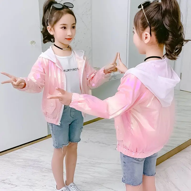 

New Fashion Letter Jacket For Girls Summer Sun Protection Coat Princess Kids Outerwear Casual Children's Clothing 3-12 Years Old